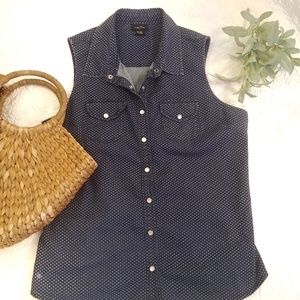 Rue 21,polka dot navy top,snap front XL